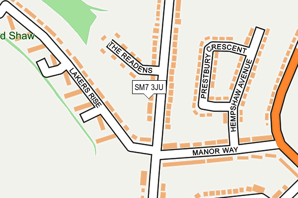 SM7 3JU map - OS OpenMap – Local (Ordnance Survey)