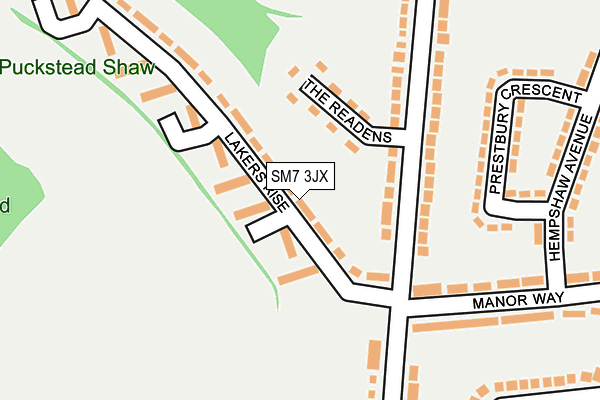 SM7 3JX map - OS OpenMap – Local (Ordnance Survey)