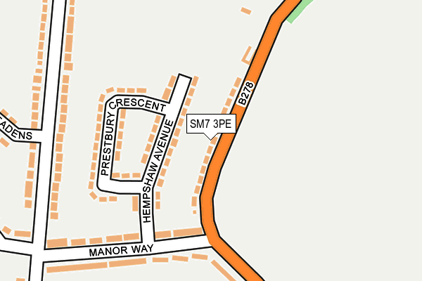SM7 3PE map - OS OpenMap – Local (Ordnance Survey)