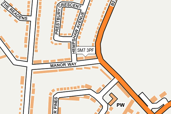 SM7 3PF map - OS OpenMap – Local (Ordnance Survey)