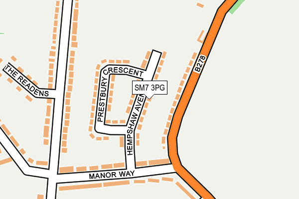 SM7 3PG map - OS OpenMap – Local (Ordnance Survey)