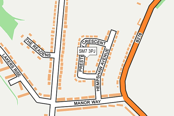 SM7 3PJ map - OS OpenMap – Local (Ordnance Survey)