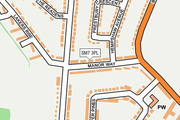 SM7 3PL map - OS OpenMap – Local (Ordnance Survey)