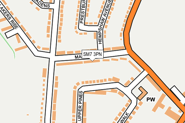 SM7 3PN map - OS OpenMap – Local (Ordnance Survey)