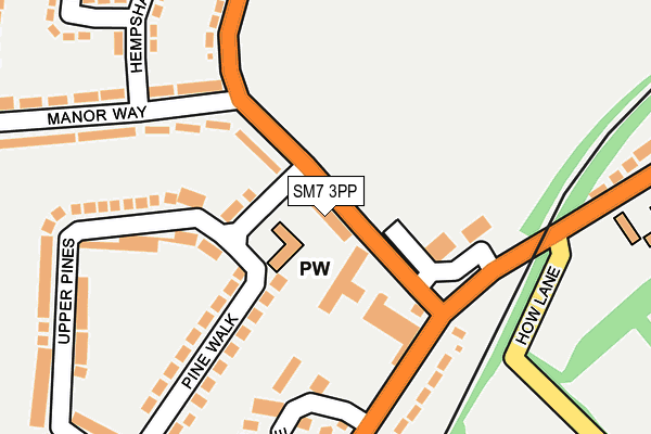 SM7 3PP map - OS OpenMap – Local (Ordnance Survey)