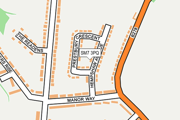 SM7 3PQ map - OS OpenMap – Local (Ordnance Survey)