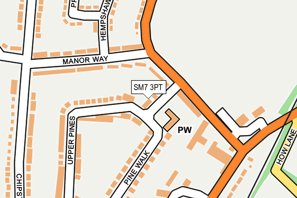 SM7 3PT map - OS OpenMap – Local (Ordnance Survey)