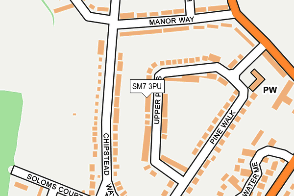SM7 3PU map - OS OpenMap – Local (Ordnance Survey)