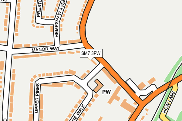 SM7 3PW map - OS OpenMap – Local (Ordnance Survey)