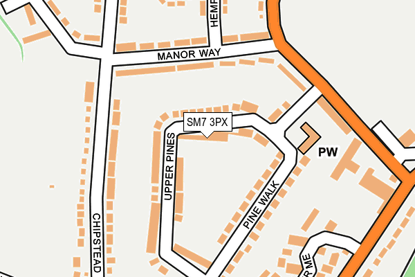 SM7 3PX map - OS OpenMap – Local (Ordnance Survey)