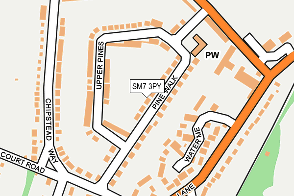 SM7 3PY map - OS OpenMap – Local (Ordnance Survey)