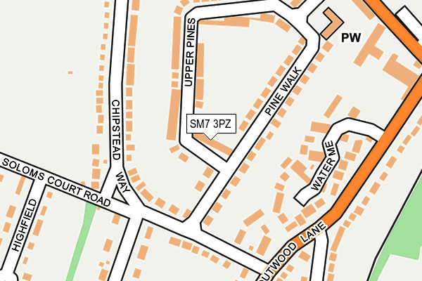 SM7 3PZ map - OS OpenMap – Local (Ordnance Survey)