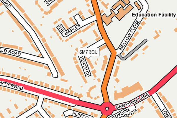 SM7 3QU map - OS OpenMap – Local (Ordnance Survey)