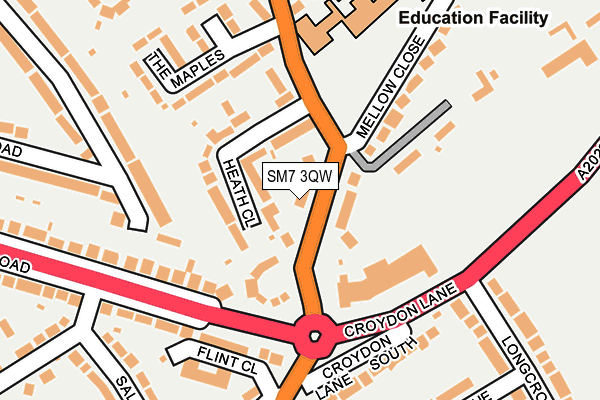 SM7 3QW map - OS OpenMap – Local (Ordnance Survey)