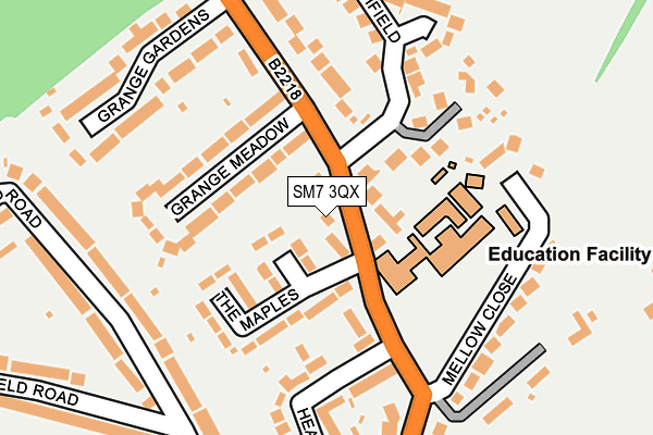 SM7 3QX map - OS OpenMap – Local (Ordnance Survey)