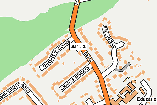 SM7 3RE map - OS OpenMap – Local (Ordnance Survey)