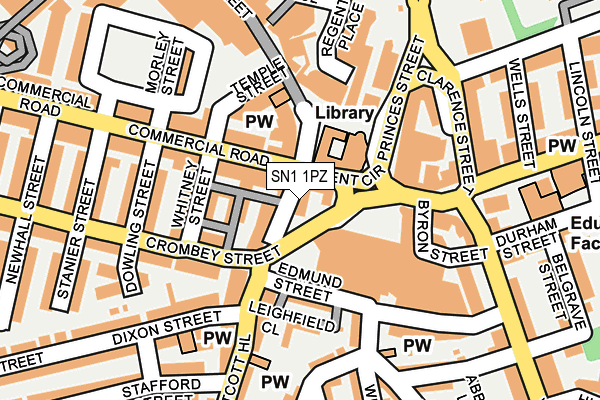 SN1 1PZ map - OS OpenMap – Local (Ordnance Survey)