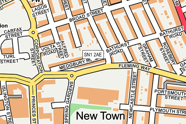 SN1 2AE map - OS OpenMap – Local (Ordnance Survey)