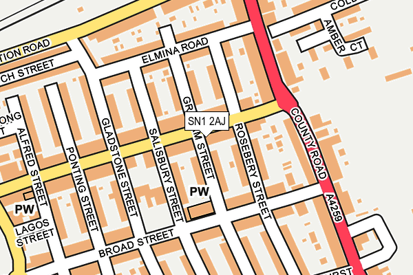 SN1 2AJ map - OS OpenMap – Local (Ordnance Survey)