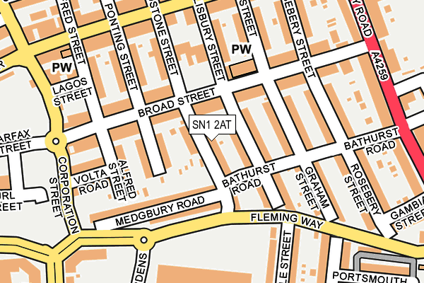 SN1 2AT map - OS OpenMap – Local (Ordnance Survey)