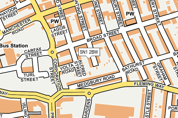 SN1 2BW map - OS OpenMap – Local (Ordnance Survey)