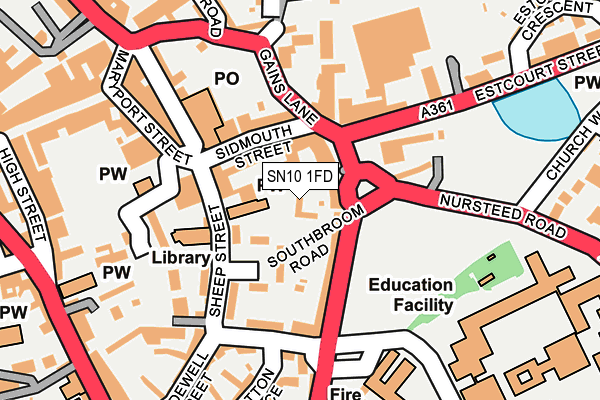 SN10 1FD map - OS OpenMap – Local (Ordnance Survey)