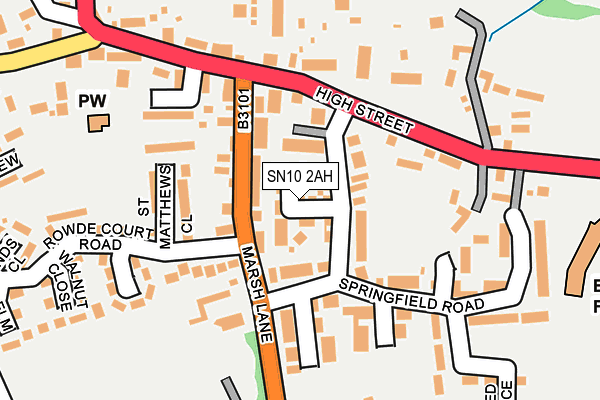 SN10 2AH map - OS OpenMap – Local (Ordnance Survey)