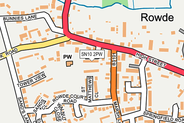 SN10 2PW map - OS OpenMap – Local (Ordnance Survey)