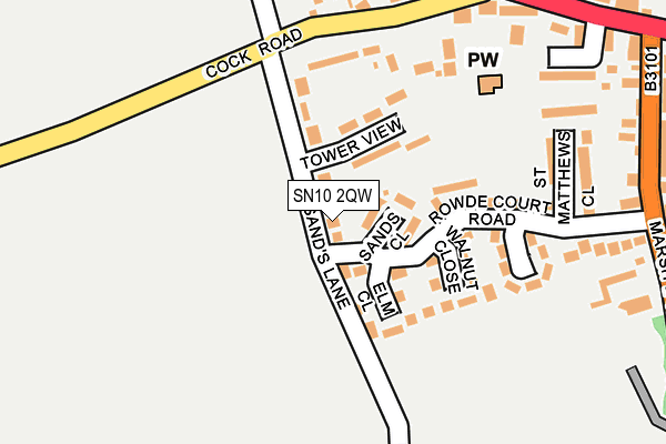 SN10 2QW map - OS OpenMap – Local (Ordnance Survey)