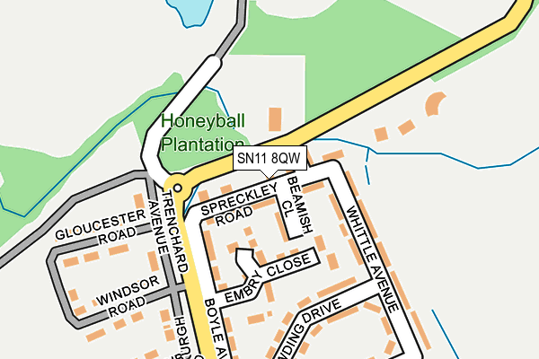 SN11 8QW map - OS OpenMap – Local (Ordnance Survey)