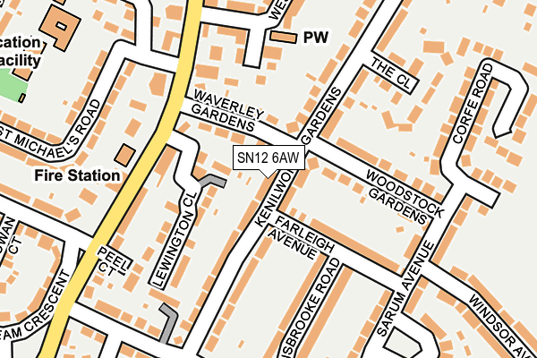 SN12 6AW map - OS OpenMap – Local (Ordnance Survey)