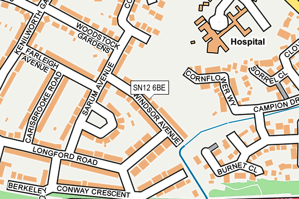 SN12 6BE map - OS OpenMap – Local (Ordnance Survey)