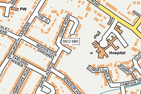 SN12 6BH map - OS OpenMap – Local (Ordnance Survey)