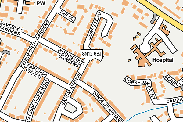 SN12 6BJ map - OS OpenMap – Local (Ordnance Survey)