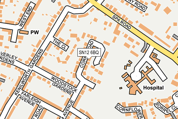 SN12 6BQ map - OS OpenMap – Local (Ordnance Survey)