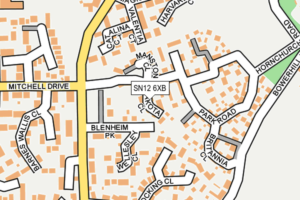 SN12 6XB map - OS OpenMap – Local (Ordnance Survey)