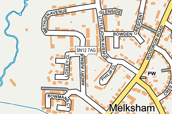 SN12 7AG map - OS OpenMap – Local (Ordnance Survey)