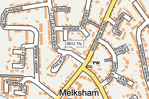 SN12 7AL map - OS OpenMap – Local (Ordnance Survey)