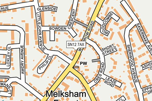 SN12 7AX map - OS OpenMap – Local (Ordnance Survey)