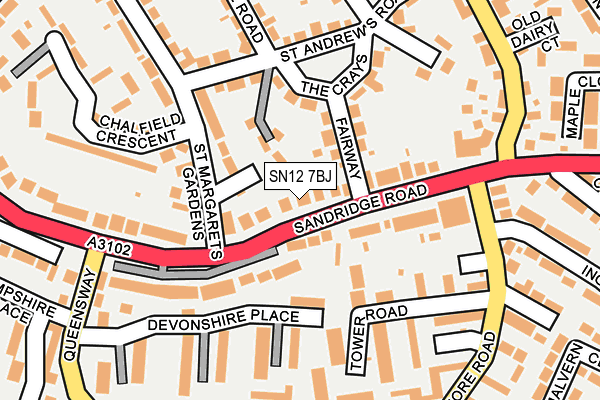 SN12 7BJ map - OS OpenMap – Local (Ordnance Survey)