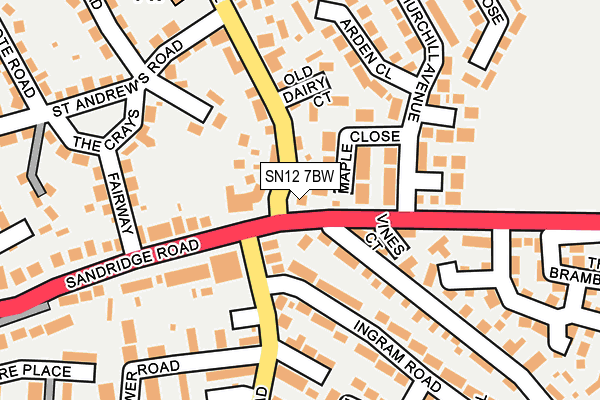 SN12 7BW map - OS OpenMap – Local (Ordnance Survey)
