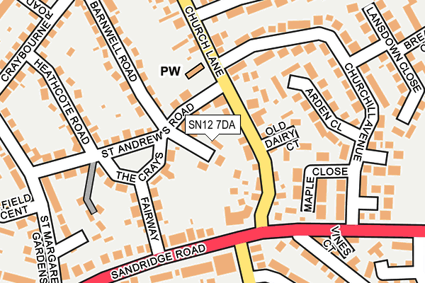 SN12 7DA map - OS OpenMap – Local (Ordnance Survey)