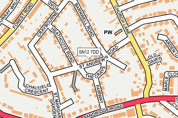 SN12 7DD map - OS OpenMap – Local (Ordnance Survey)