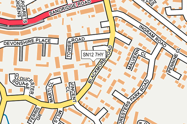 SN12 7HY map - OS OpenMap – Local (Ordnance Survey)