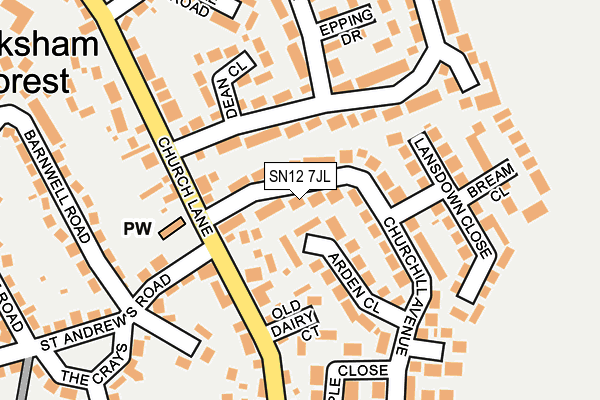 SN12 7JL map - OS OpenMap – Local (Ordnance Survey)