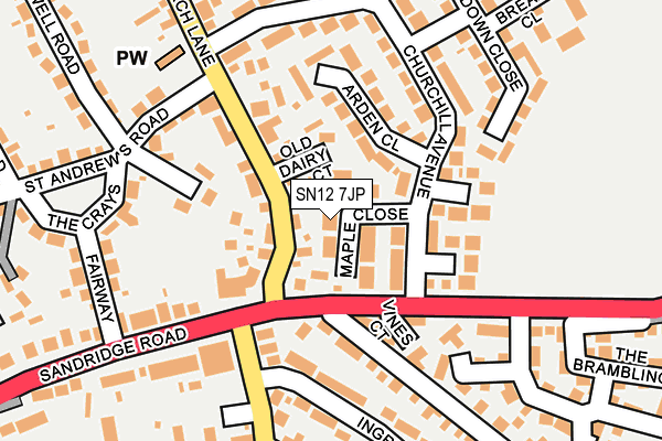 SN12 7JP map - OS OpenMap – Local (Ordnance Survey)