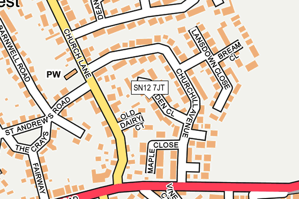 SN12 7JT map - OS OpenMap – Local (Ordnance Survey)