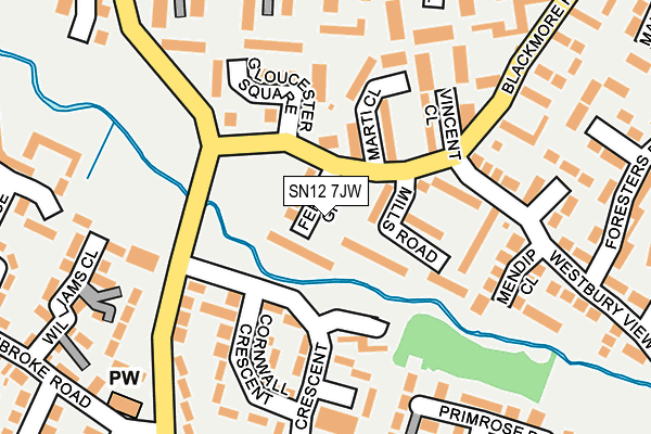 SN12 7JW map - OS OpenMap – Local (Ordnance Survey)
