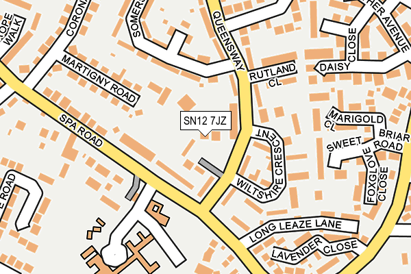 SN12 7JZ map - OS OpenMap – Local (Ordnance Survey)