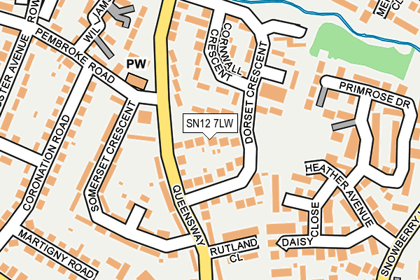 SN12 7LW map - OS OpenMap – Local (Ordnance Survey)